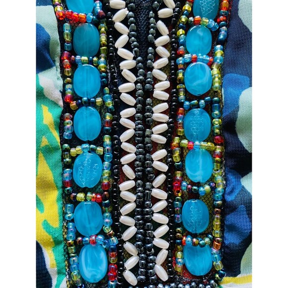 MELISSA PAIGE Top Women’s Blouse Sheer Floral Beaded Cold Shoulder Tunic Medium - Picture 3 of 12